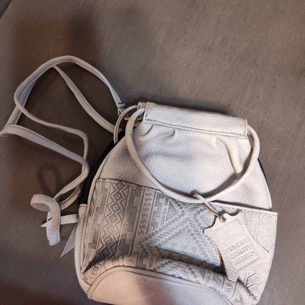 Brama Canada Finest Quality Deer Skin detailed crossbody handbag lite grey